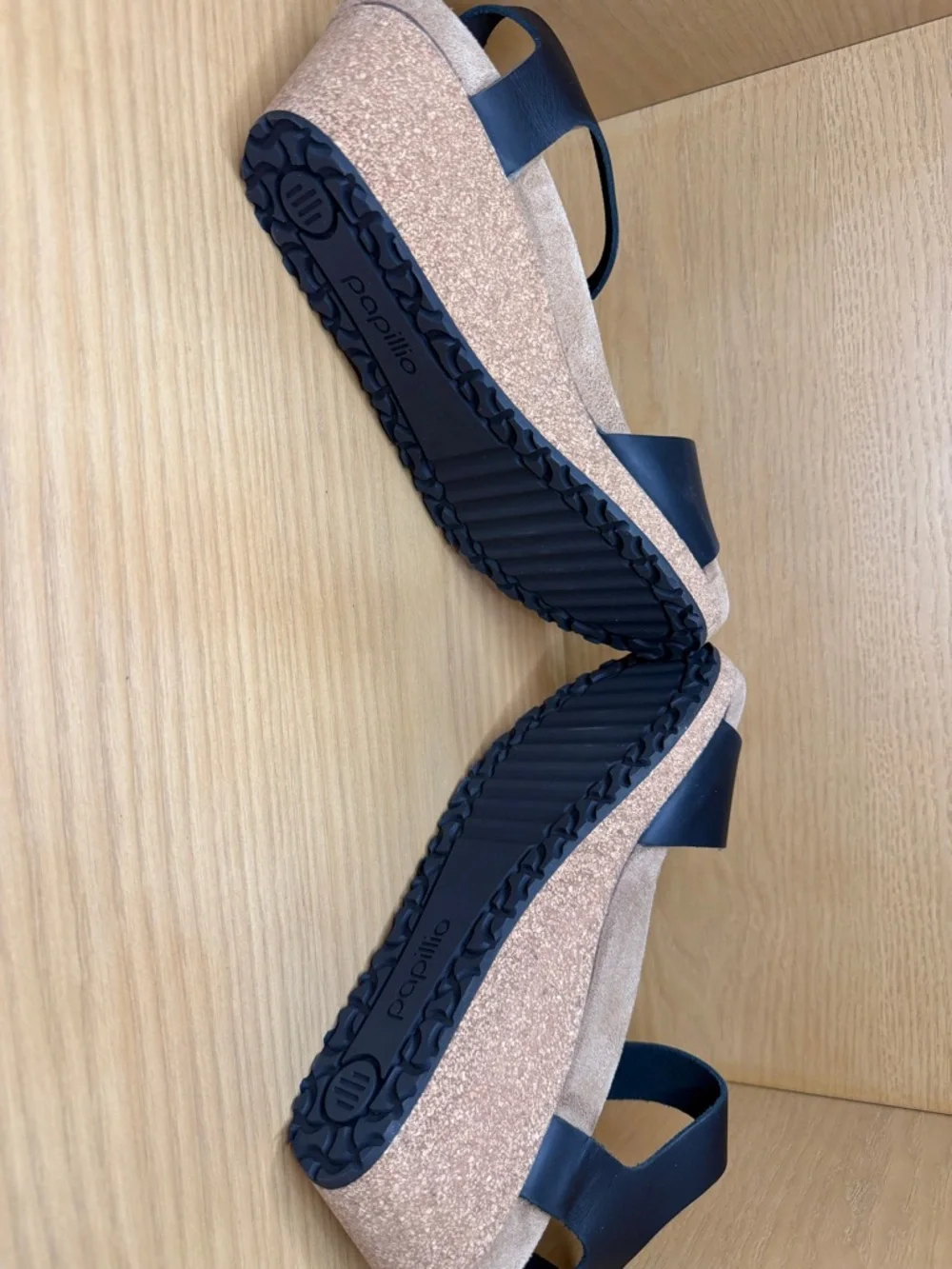 BIRKENSTOCK Papillio Soley Ring-Buckle Wedge Sandals Black. US 8 , EU 39. New - Picture 5 of 7